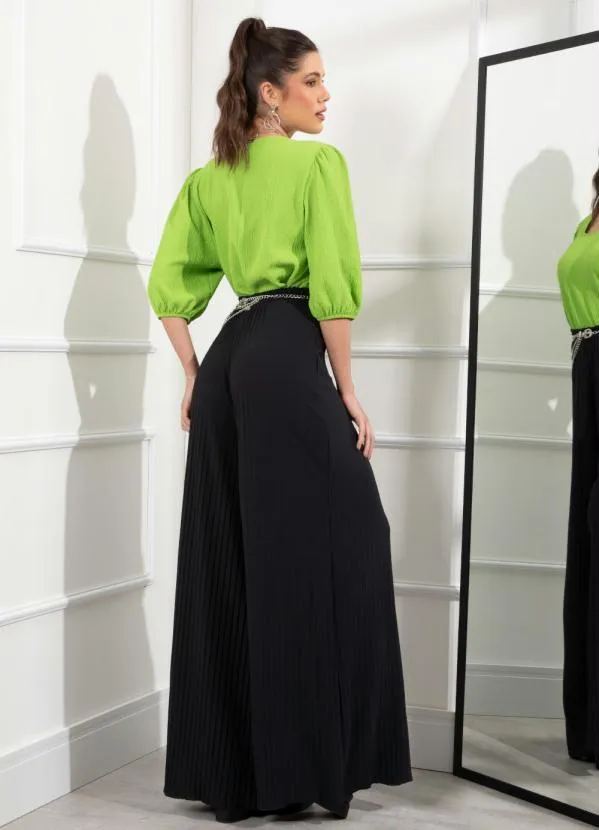 Quintess - Blusa Verde em Tecido Plano Texturizado 3