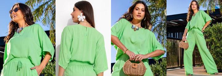 Blusa Verde em Viscose Plana