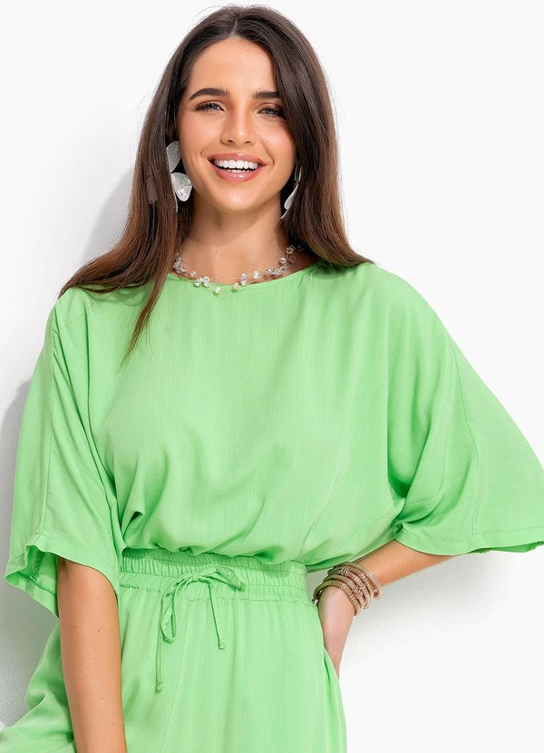 Quintess - Blusa Verde em Viscose Plana 7