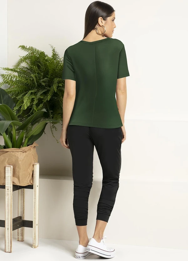 Quintess - Blusa Verde Escuro com Mangas Curtas 4