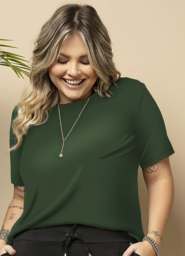 Quintess - Blusa Verde Escuro com Mangas Curtas 9