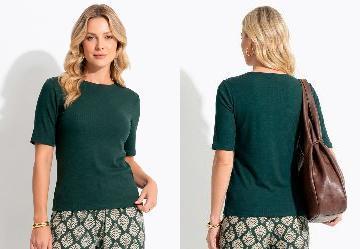 Blusa Verde Escuro em Canelado