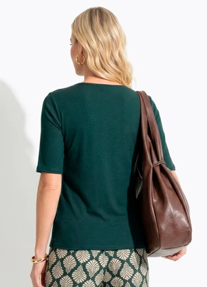 Quintess - Blusa Verde Escuro em Canelado - QUINTESS