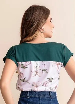 Rosalie - Blusa Verde Escuro em Jersey Acetinado - ROSALIE