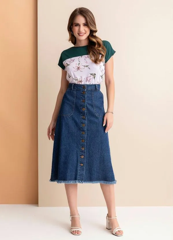 Rosalie - Blusa Verde Escuro em Jersey Acetinado 3