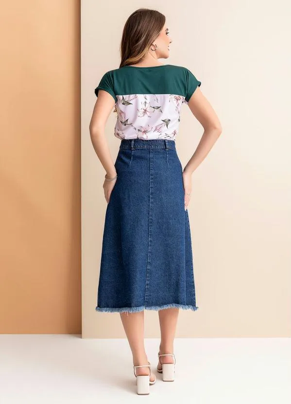 Rosalie - Blusa Verde Escuro em Jersey Acetinado 4