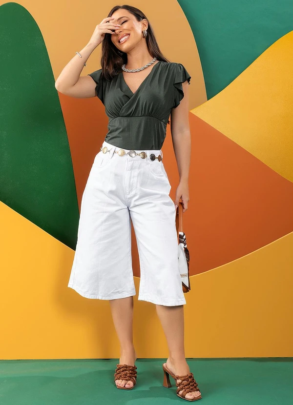 Quintess - Blusa Verde Escuro em Malha de Viscose