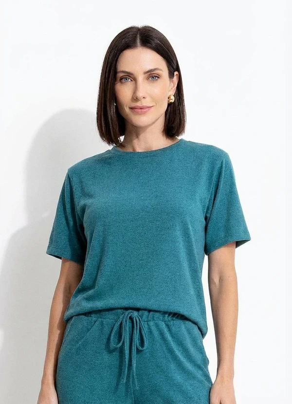 Quintess - Blusa Verde Escuro em Malha Tricô