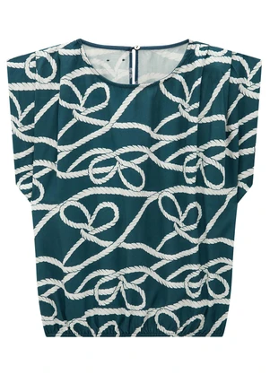 Enfim - Blusa Verde Esmeralda Box Abstrata - ENFIM