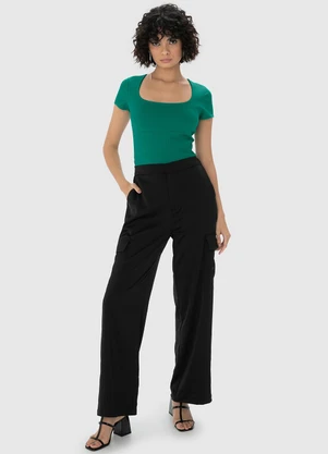 Enfim - Blusa Verde Justa em Malha Trabalhada - ENFIM