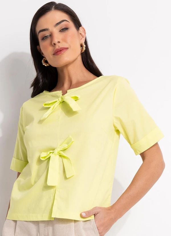 Quintess - Blusa Verde Lima em Tricoline