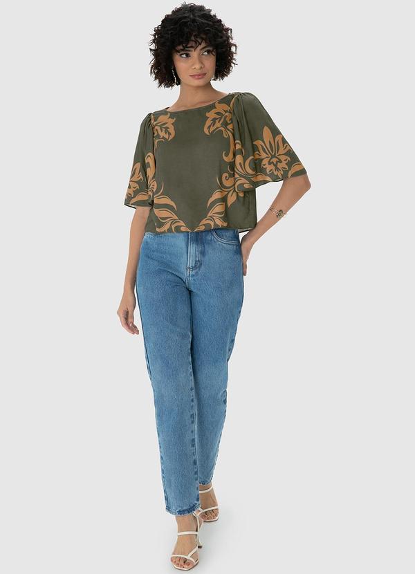 Enfim - Blusa Verde Militar Ampla Arabesco 3