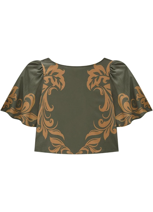Enfim - Blusa Verde Militar Ampla Arabesco 4
