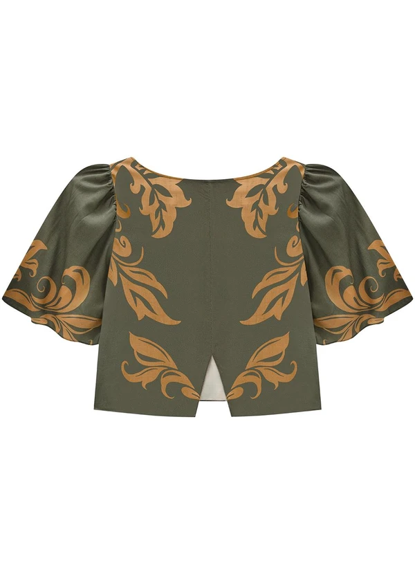 Enfim - Blusa Verde Militar Ampla Arabesco 5