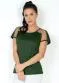 Moda Pop - Blusa Verde Militar com Transparência nas Mangas - variação: Verde Militar