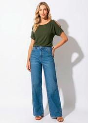 Blusa Verde Militar em Malha de Viscose