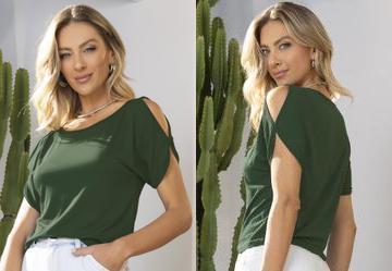 Blusa Verde Militar em Malha de Viscose