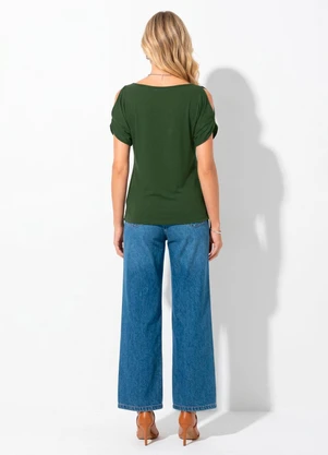 Quintess - Blusa Verde Militar em Malha de Viscose - QUINTESS