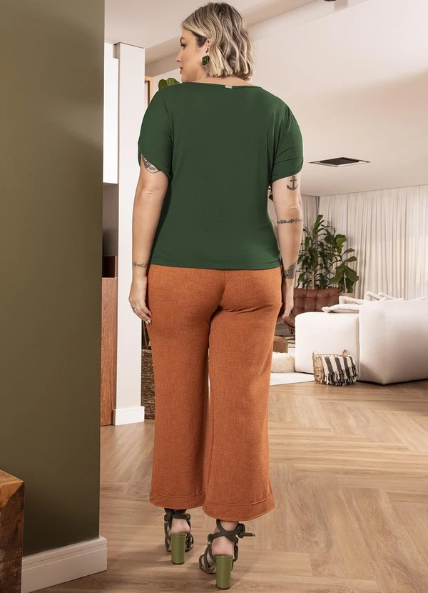 Quintess - Blusa Verde Militar em Malha de Viscose