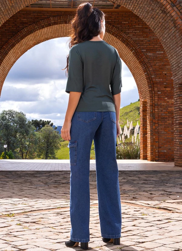 Quintess - Blusa Verde Militar em Malha de Viscose 4