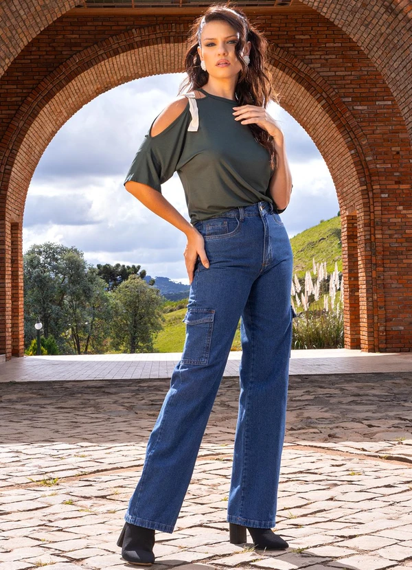 Quintess - Blusa Verde Militar em Malha de Viscose 3