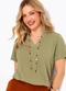 Quintess - Blusa Preta em Malha Tricô Texturizada - variação: Verde Militar