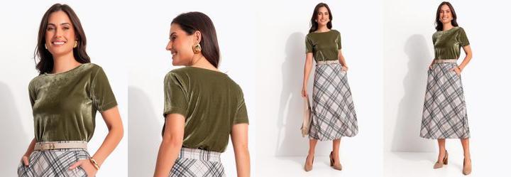 Blusa Verde Militar em Veludo