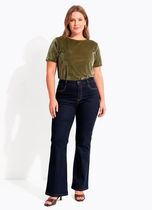 Quintess - Blusa Verde Militar em Veludo - QUINTESS