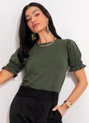 Blusa Verde Musgo com Elstico nas Mangas