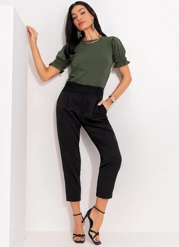 Quintess - Blusa Verde Musgo com Elástico nas Mangas 3