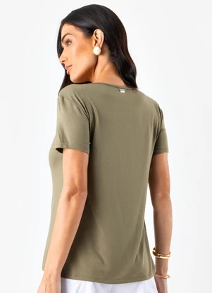 Quintess - Blusa Verde Oliva em Malha de Viscose - QUINTESS