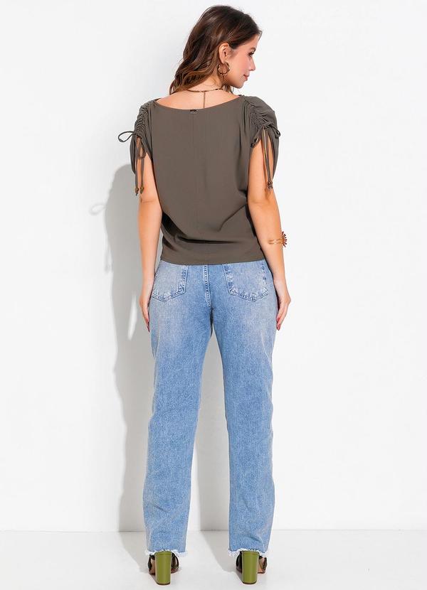 Quintess - Blusa Verde Oliva em Viscose Plana Sarjada 4