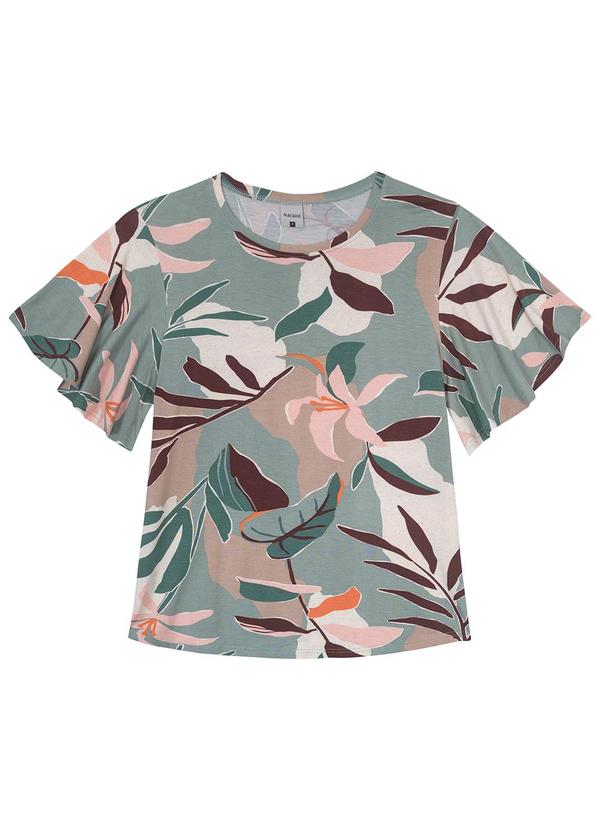 Malwee - Blusa Verde Pastel Ampla Floral