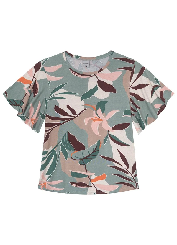 Malwee - Blusa Verde Pastel Ampla Floral