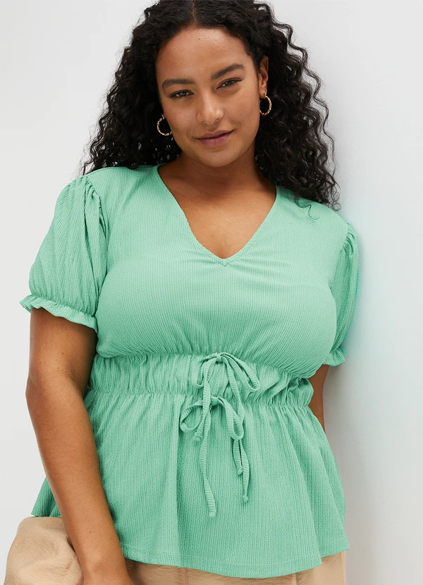 bonprix - Blusa Verde Turquesa em Malha Gaze 4