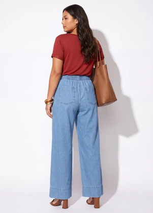 Quintess - Blusa Vermelha com Decote V e Bolso Frontal - QUINTESS