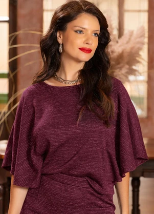 Quintess - Blusa Vermelha em Malha com Lurex - QUINTESS