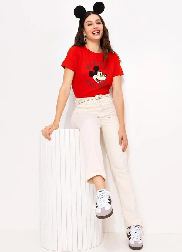 Disney - Blusa Vermelha em Malha de Algodão Penteado 3