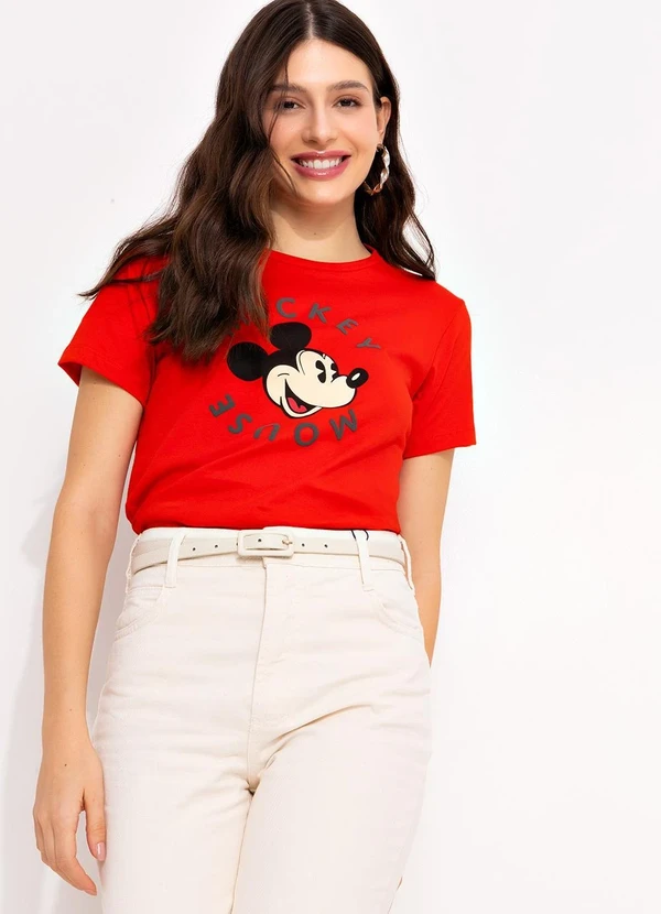 Disney - Blusa Vermelha em Malha de Algodão Penteado 4