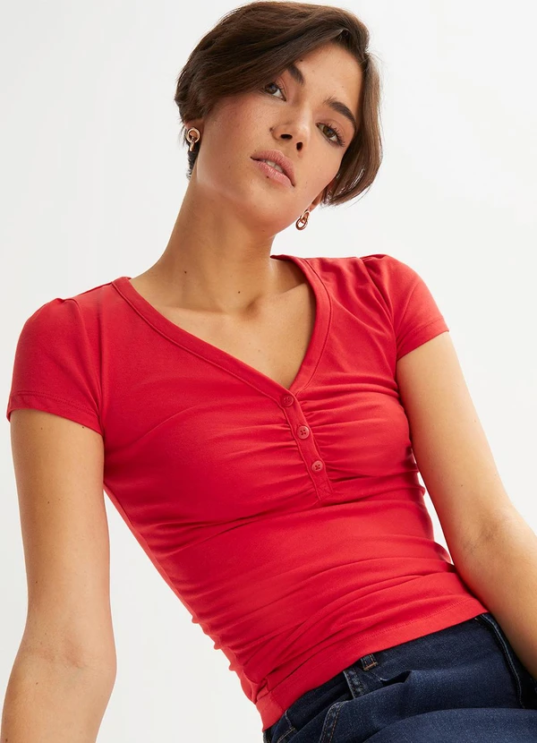 bonprix - Blusa Vermelha em Malha de Viscose