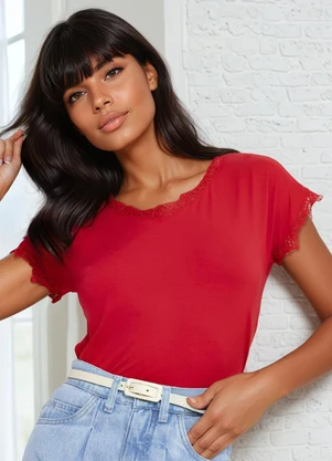 bonprix - Blusa Vermelha em Malha de Viscose - BONPRIX