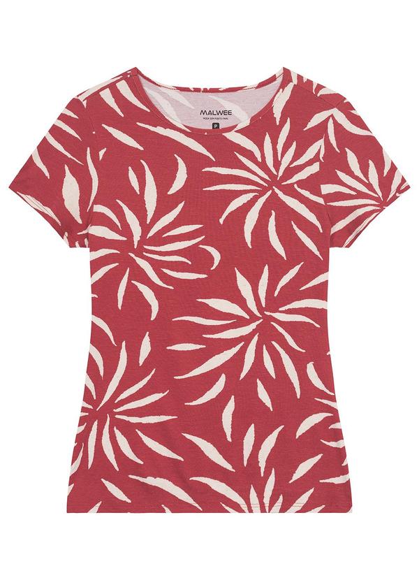 Malwee - Blusa Vermelha Folhas em Viscolinho Feminina 3