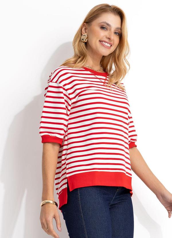 Blusa (Vermelha Listrada) em Molecotton
