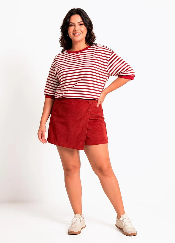 Quintess - Blusa Vermelha Listrada em Molecotton 5