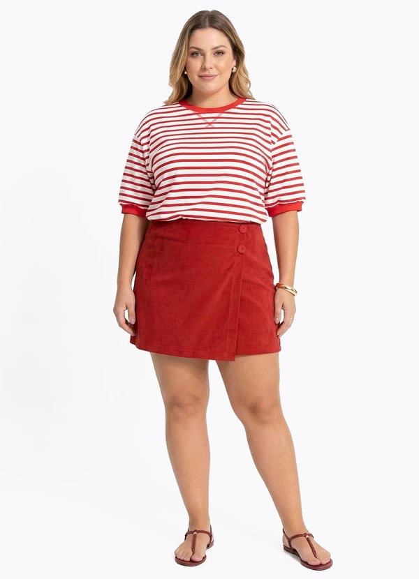 Quintess - Blusa Vermelha Listrada em Molecotton 6