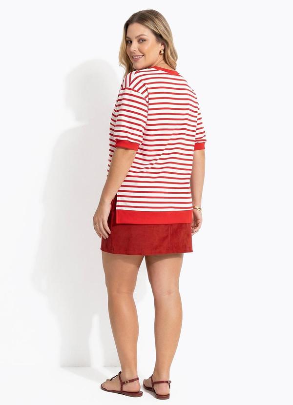 Quintess - Blusa Vermelha Listrada em Molecotton