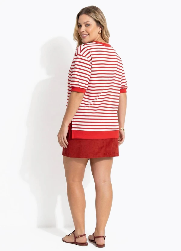 Quintess - Blusa Vermelha Listrada em Molecotton 7