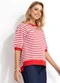 Quintess - Blusa Cinza Listrada em Molecotton - variação: Vermelha Listrada