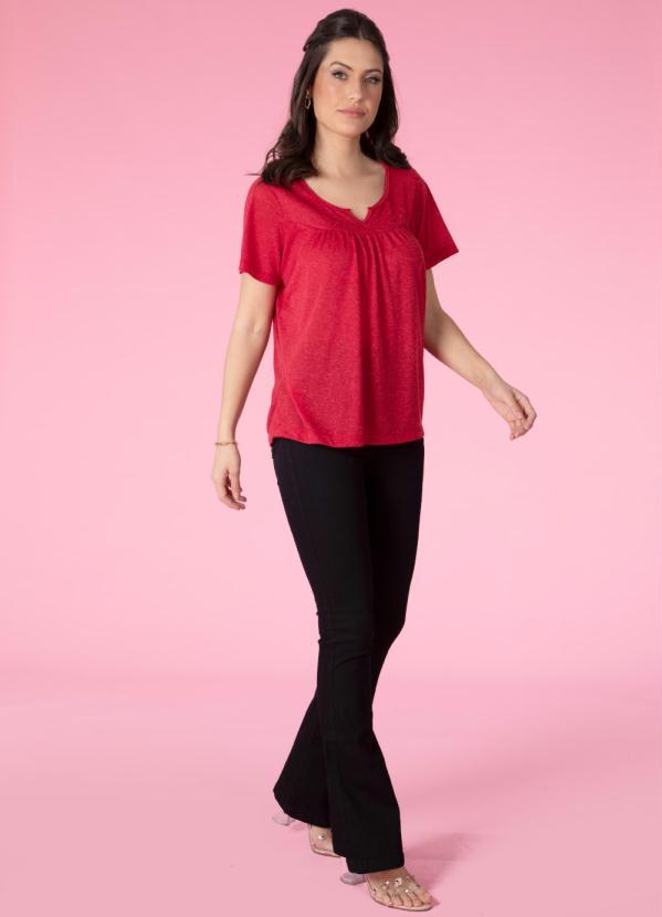 Outlet - Blusa Vermelha Soltinha com Franzido 4
