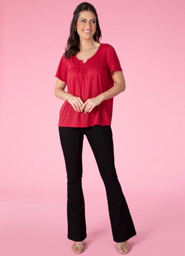 Outlet - Blusa Vermelha Soltinha com Franzido 2